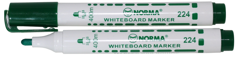 Маркер NORMA для сухостираємих дошок (224-04N), зелений